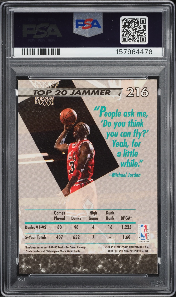 1992 Ultra Basketball Michael Jordan #216 PSA 8 NM-MT