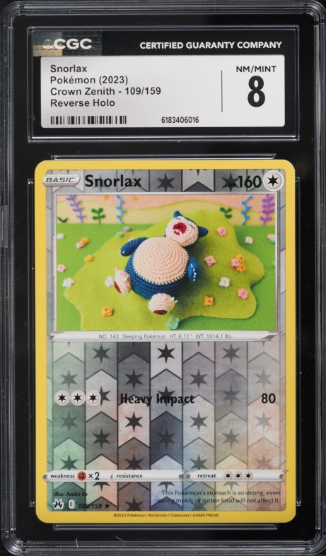2023 Pokemon Sword & Shield Crown Zenith Reverse Holo Snorlax #109 CGC 8 NM-MT