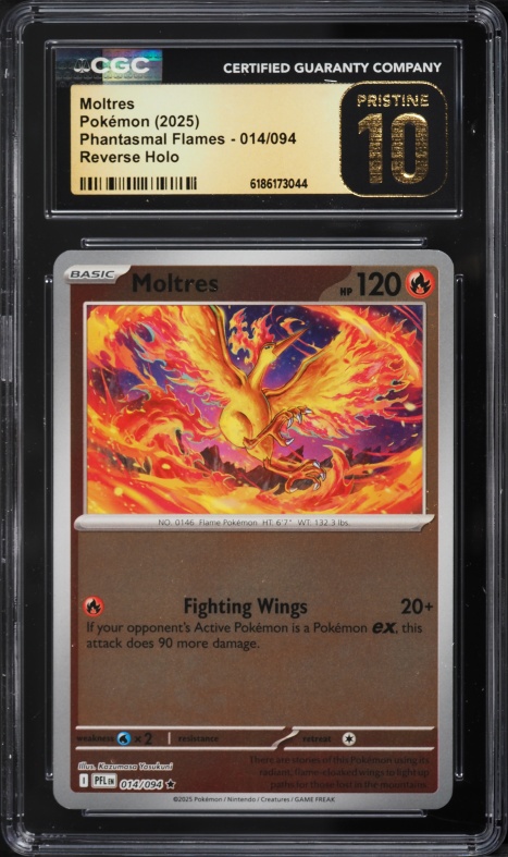 2025 Pokemon Mega Phantasmal Flames Reverse Holo Moltres #14 CGC 10 PRISTINE