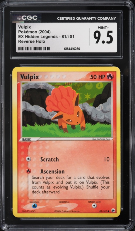 2004 Pokemon EX Hidden Legends Reverse Holo Vulpix #81 CGC 9.5 MINT+