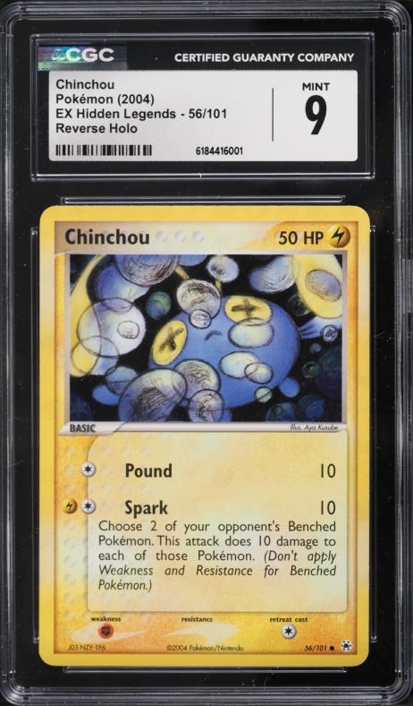 2004 Pokemon EX Hidden Legends Reverse Holo Chinchou #56 CGC 9 MINT