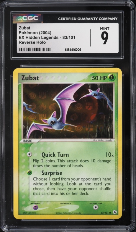 2004 Pokemon EX Hidden Legends Reverse Holo Zubat #83 CGC 9 MINT