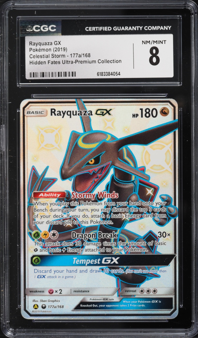 2019 Pokemon SM Celestial Storm Hidden Fates Ultra Premium Full Art Shiny Rayquaza GX CGC 8