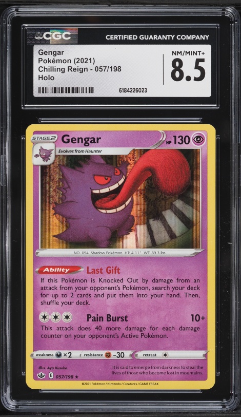 2021 Pokemon Sword & Shield Chilling Reign Holo Gengar #57 CGC 8.5 NM-MT+