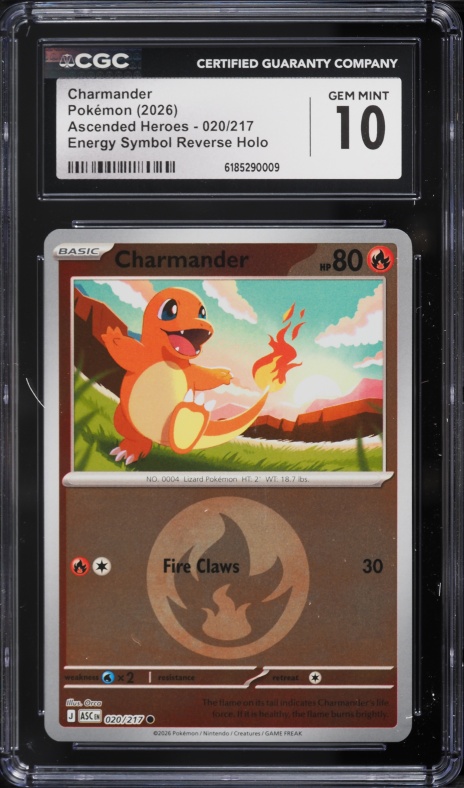 2026 Pokemon Mega Ascended Heroes Energy Symbol Reverse Holo Charmander #020 CGC 10 GEM MINT