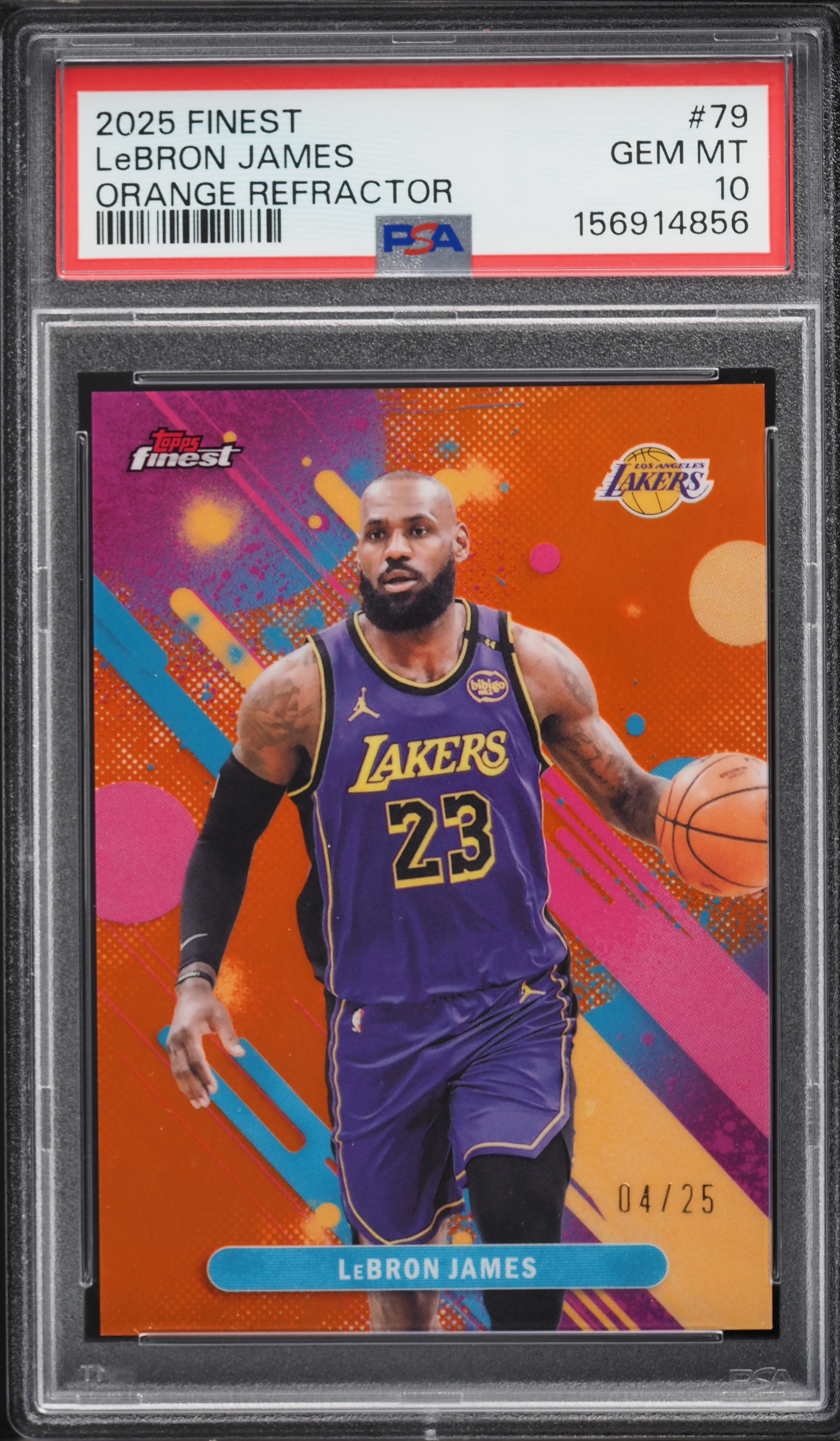 2025 Finest Orange Refractor LeBron James /25 #79 PSA 10 GEM MINT