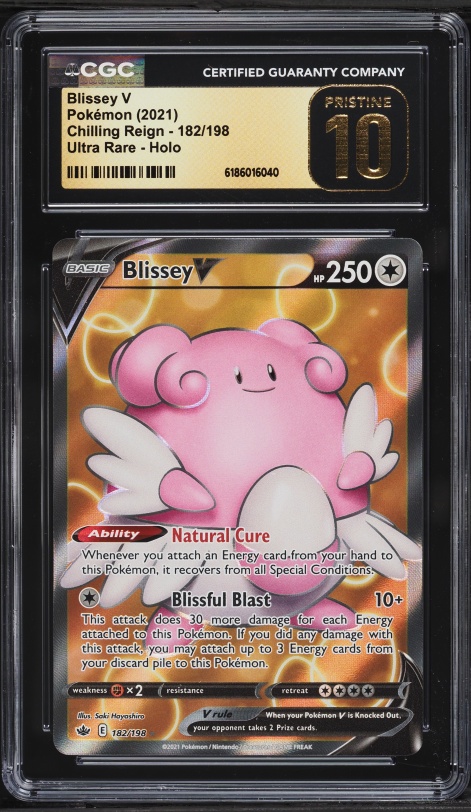 2021 Pokemon Sword & Shield Chilling Reign Full Art Blissey V #182 CGC 10 PRISTINE