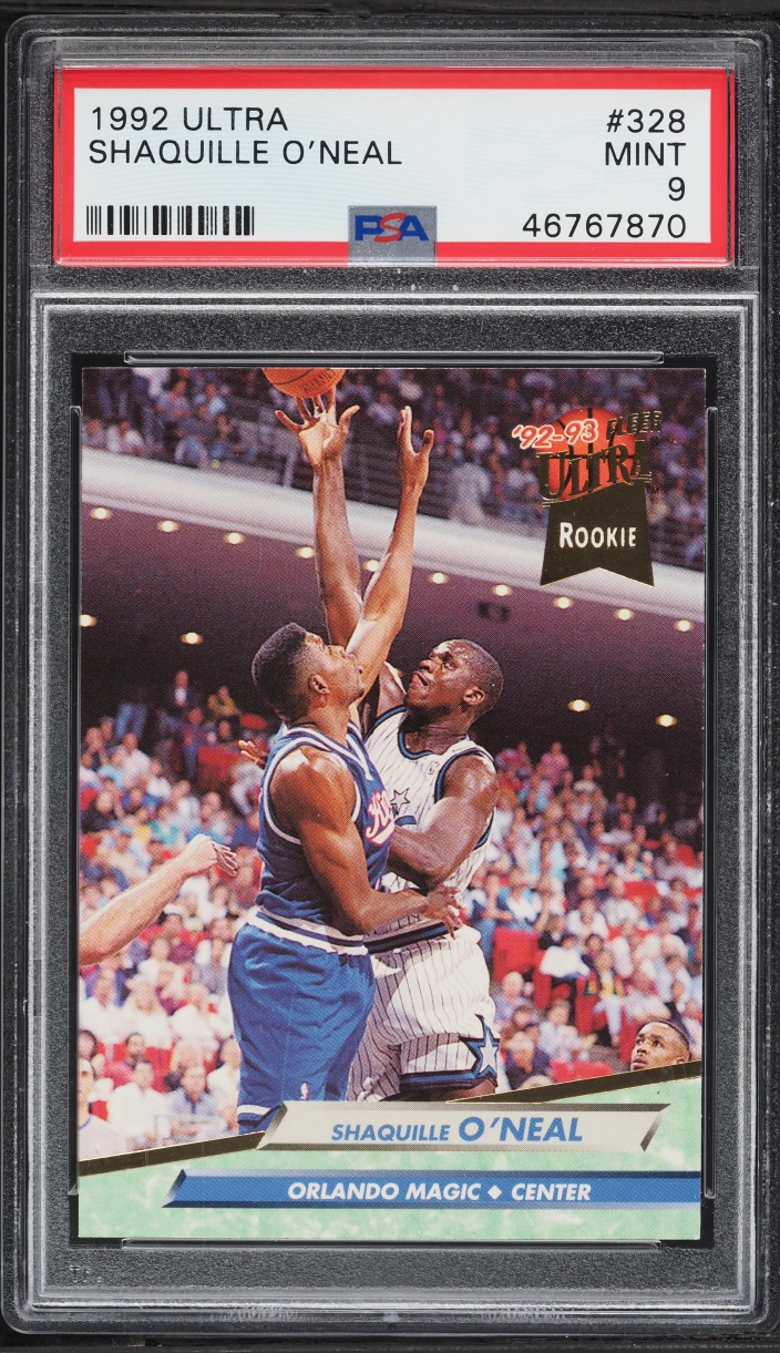 1992 Ultra Basketball Shaquille O'Neal ROOKIE #328 PSA 9 MINT