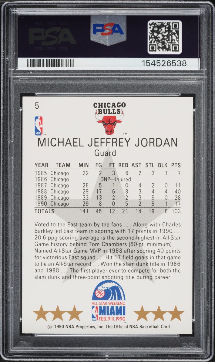 1990 Hoops All-Star Michael Jordan #5 PSA 8 NM-MT