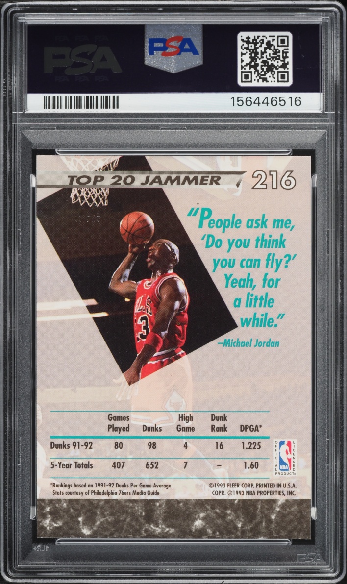 1992 Ultra Basketball Michael Jordan #216 PSA 8 NM-MT