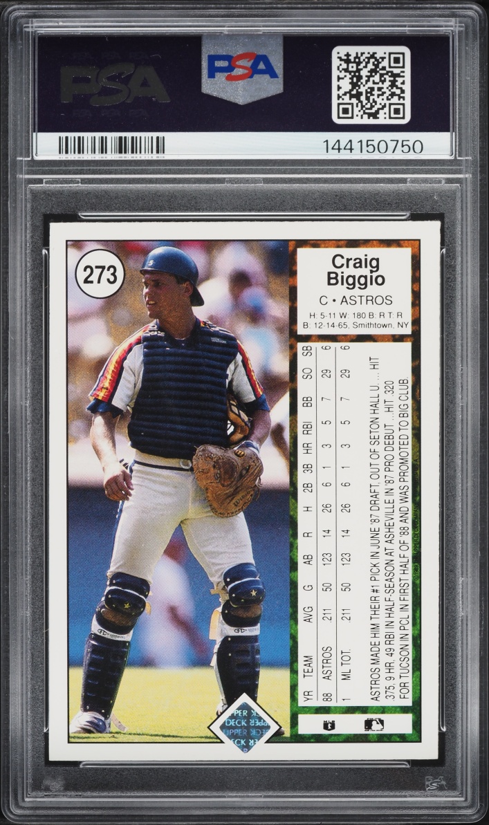 1989 Upper Deck Craig Biggio ROOKIE #273 PSA 9 MINT