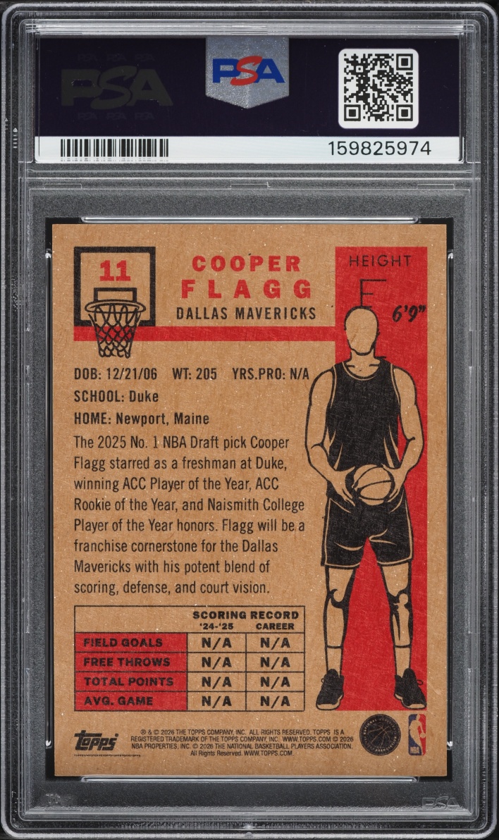 2026 Topps Living Cooper Flagg ROOKIE #11 PSA 9 MINT