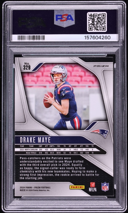 2024 Panini Prizm Silver Drake Maye ROOKIE #329 PSA 9 MINT