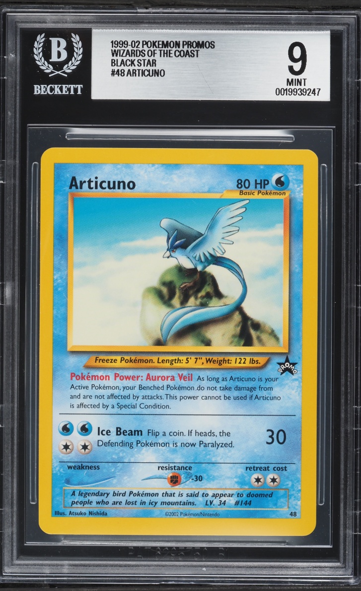 1999 Pokemon Wizards Of the Coast Black Star Promo Articuno #48 BGS 9 MINT