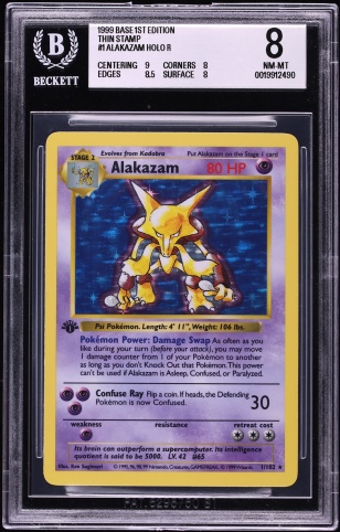 first edition alakazam pokemon card Pokemon proxy cards first edition foil Alakazam (Base Set BS 1)