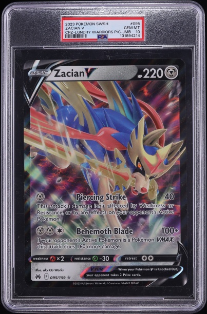 2023 Pokemon Sword & Shield Crown Zenith Legendary Warriors Jumbo Zacian V #095 PSA 10 GEM MINT