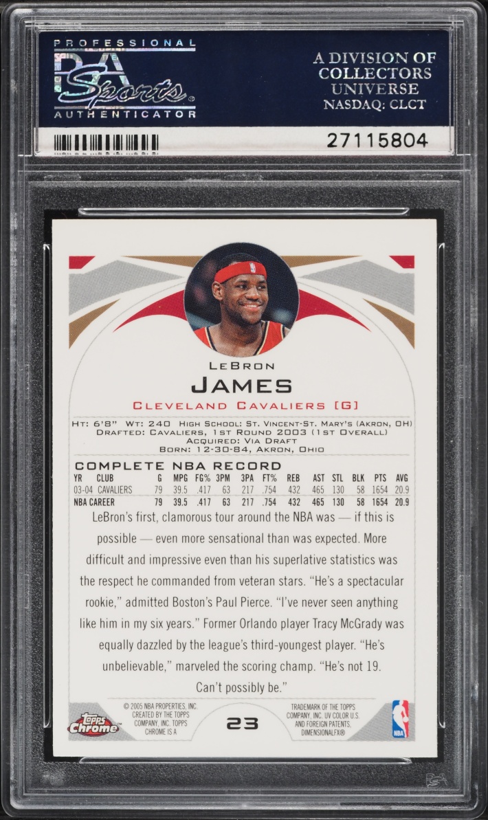 2004 Topps Chrome LeBron James #23 PSA 10 GEM MINT