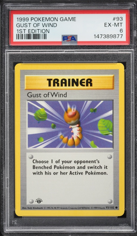 1999 Pokemon Base Set Shadowless 1st Edition Gust Of Wind #93 PSA 6 EXMT