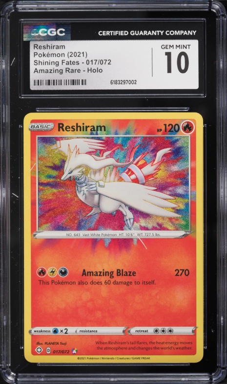 2021 Pokemon Sword & Shield Shining Fates AR Reshiram #17 CGC 10 GEM MINT