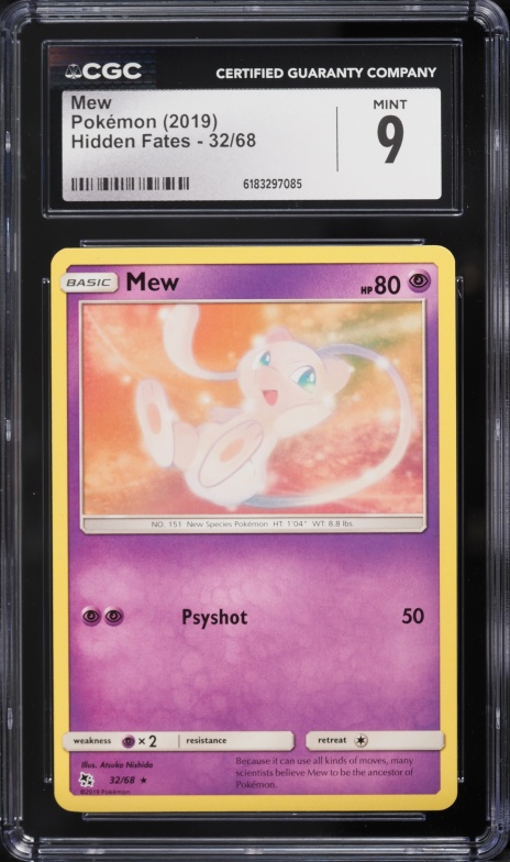 2019 Pokemon Sword & Shield Hidden Fates Mew #32 CGC 9 MINT