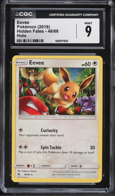 2019 Pokemon Sun & Moon Hidden Fates Holo Eevee #48 CGC 9 MINT