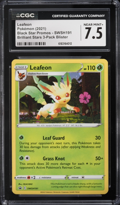 2021 Pokemon Sword & Shield Promo Brilliant Stars Holo Leafeon #SWSH191 CGC 7.5 NRMT+