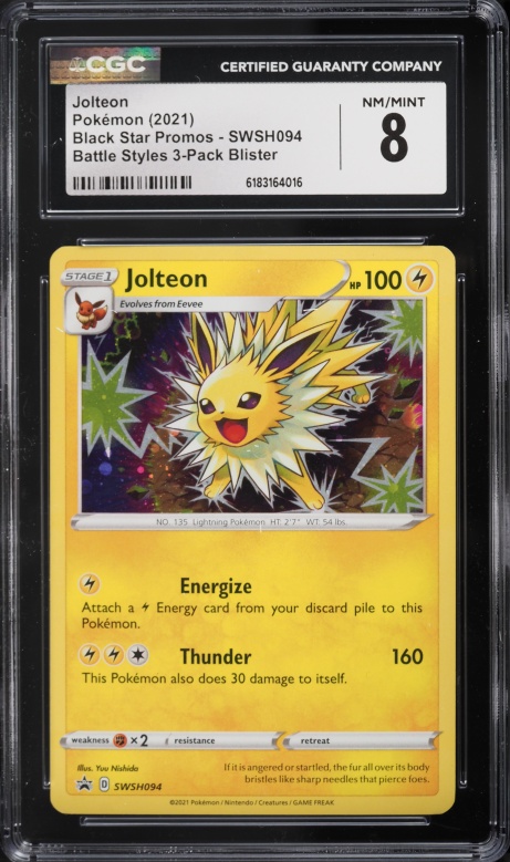 2021 Pokemon Sword & Shield Black Star Promo Battle Styles Jolteon #SWSH094 CGC 8 NM-MT