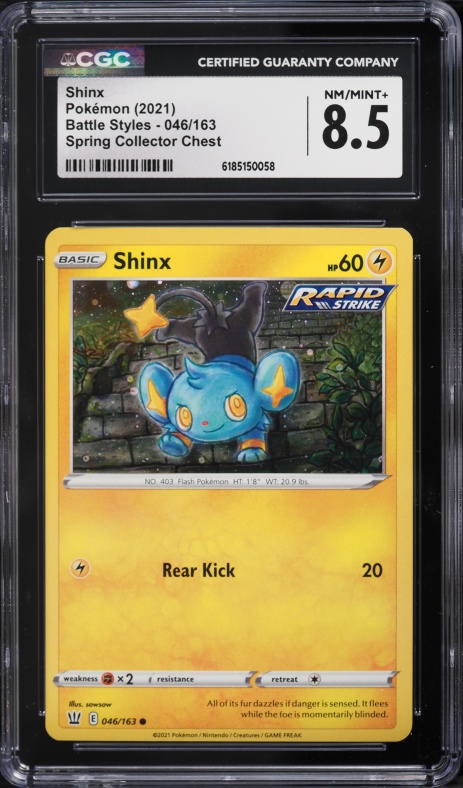 2021 Pokemon Sword & Shield Battle Styles Spring Collector Chest Shinx #46 CGC 8.5 NM-MT+