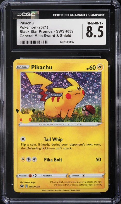 2021 Pokemon Sword & Shield Promo General Mills 25th Anniversary Holo Pikachu #SWSH039 CGC 8.5