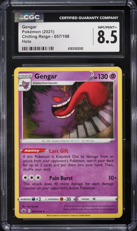 2021 Pokemon Sword & Shield Chilling Reign Holo Gengar #57 CGC 8.5 NM-MT+