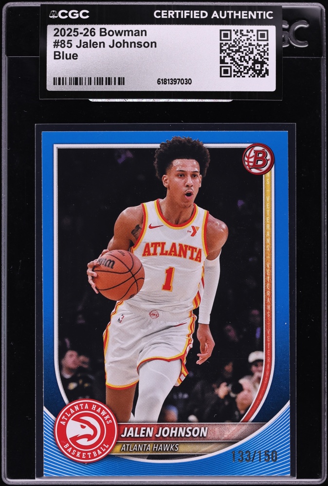 2025 Bowman Basketball Blue Border Jalen Johnson #85 CGC AUTH