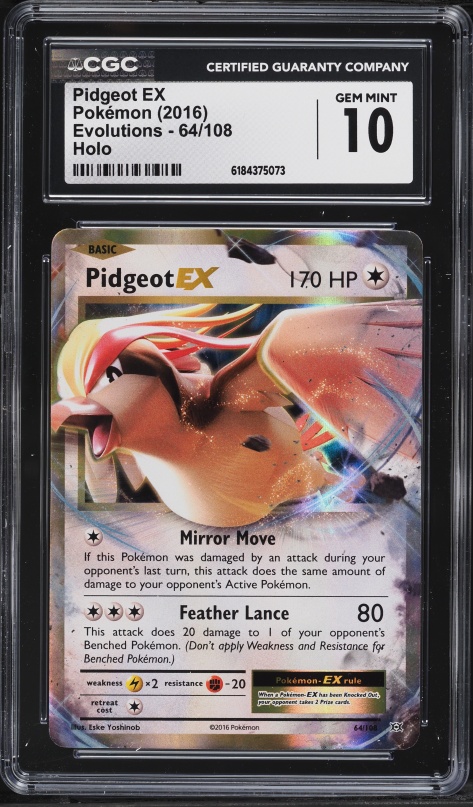 2016 Pokemon XY Evolutions Holo Pidgeot EX #64 CGC 10 GEM MINT