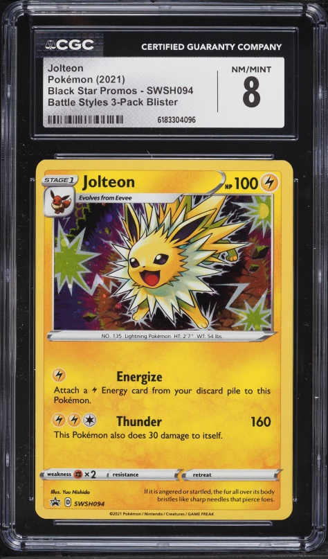2021 Pokemon Sword & Shield Black Star Promo Battle Styles Jolteon #SWSH094 CGC 8 NM-MT