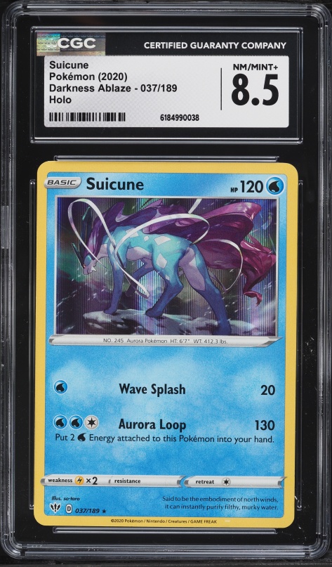 2020 Pokemon Sword & Shield Darkness Ablaze Holo Suicune #37 CGC 8.5 NM-MT+