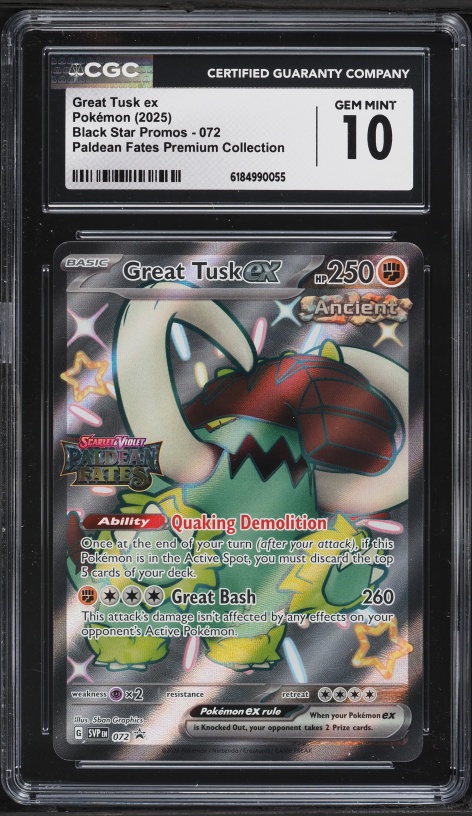 2025 Pokemon SV Promo Paldean Fates Premium Full Art Great Tusk EX #72 CGC 10 GEM MINT