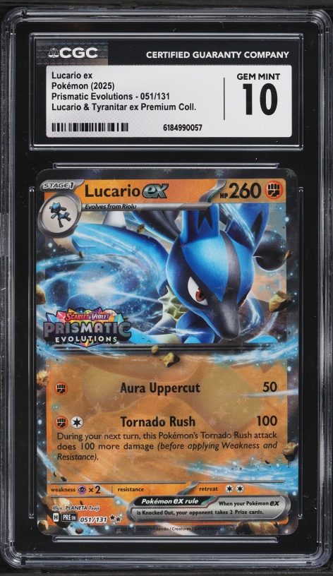 2025 Pokemon Scarlet & Violet Prismatic Evolutions Premium Collection Lucario ex #51 CGC 10 GEM