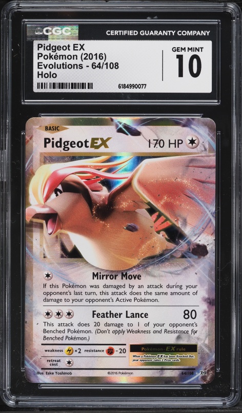 2016 Pokemon XY Evolutions Holo Pidgeot EX #64 CGC 10 GEM MINT