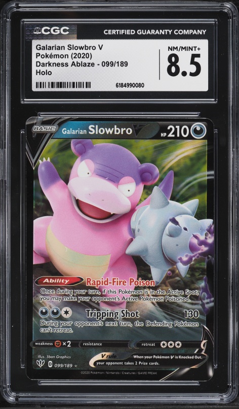 2020 Pokemon Sword & Shield Darkness Ablaze Full Art Galarian Slowbro V #099 CGC 8.5 NM-MT+