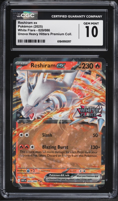 2025 Pokemon SV White Flare Unova Heavy Hitters Premium Holo Reshiram ex #20 CGC 10 GEM MINT
