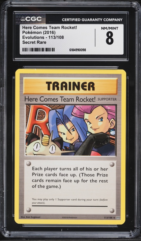 2016 Pokemon XY Evolutions Here Comes Team Rocket! #113 CGC 8 NM-MT