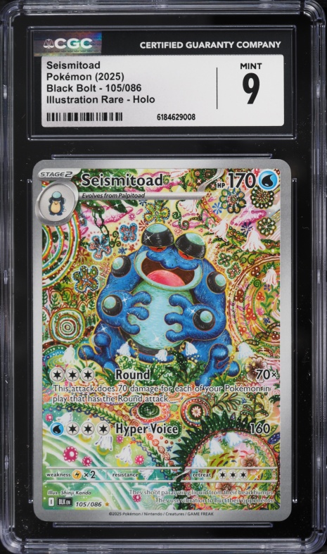 2025 Pokemon Scarlet & Violet Black Bolt IR Seismitoad #105 CGC 9 MINT