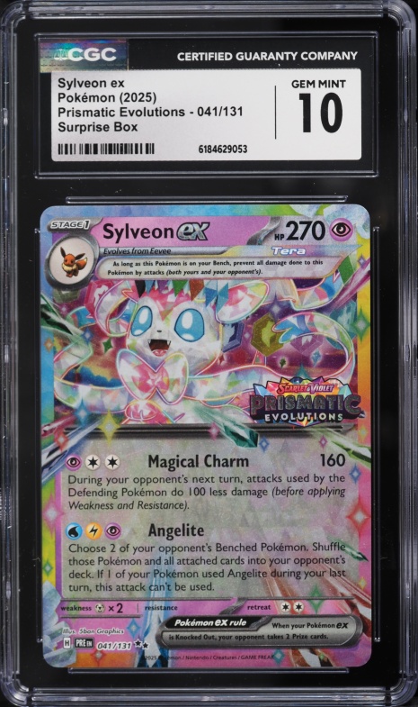 2025 Pokemon Scarlet & Violet Prismatic Evolutions Surprise Box Holo Sylveon EX #41 CGC 10 GEM