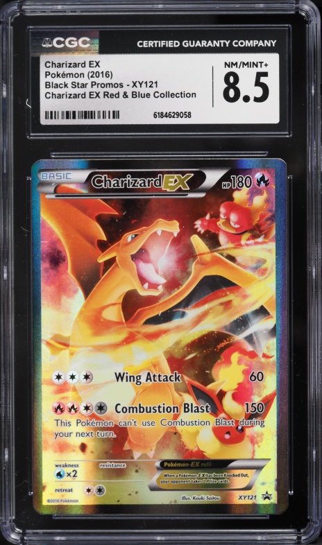 2016 Pokemon XY Promo Red & Blue Collection Full Art Charizard EX #XY121 CGC 8.5 NM-MT+