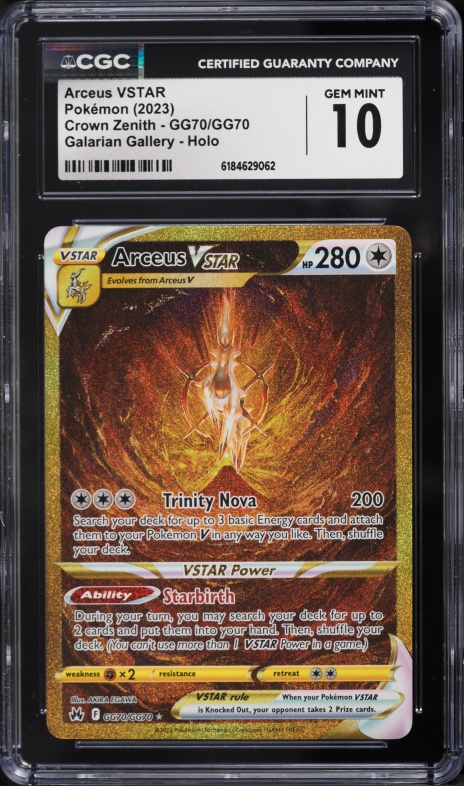 2023 Pokemon SWSH Crown Zenith Galarian Gallery Gold Rare Arceus VSTAR #GG70 CGC 10 GEM MINT