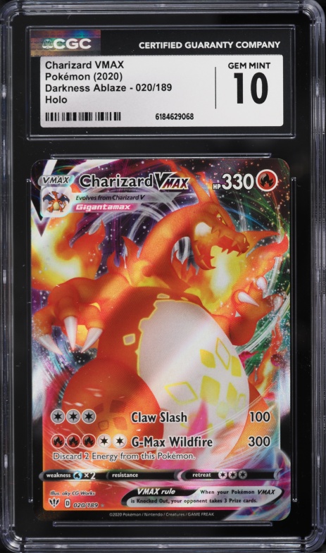 2020 Pokemon Sword & Shield Darkness Ablaze Full Art Charizard VMAX #20 CGC 10 GEM MINT