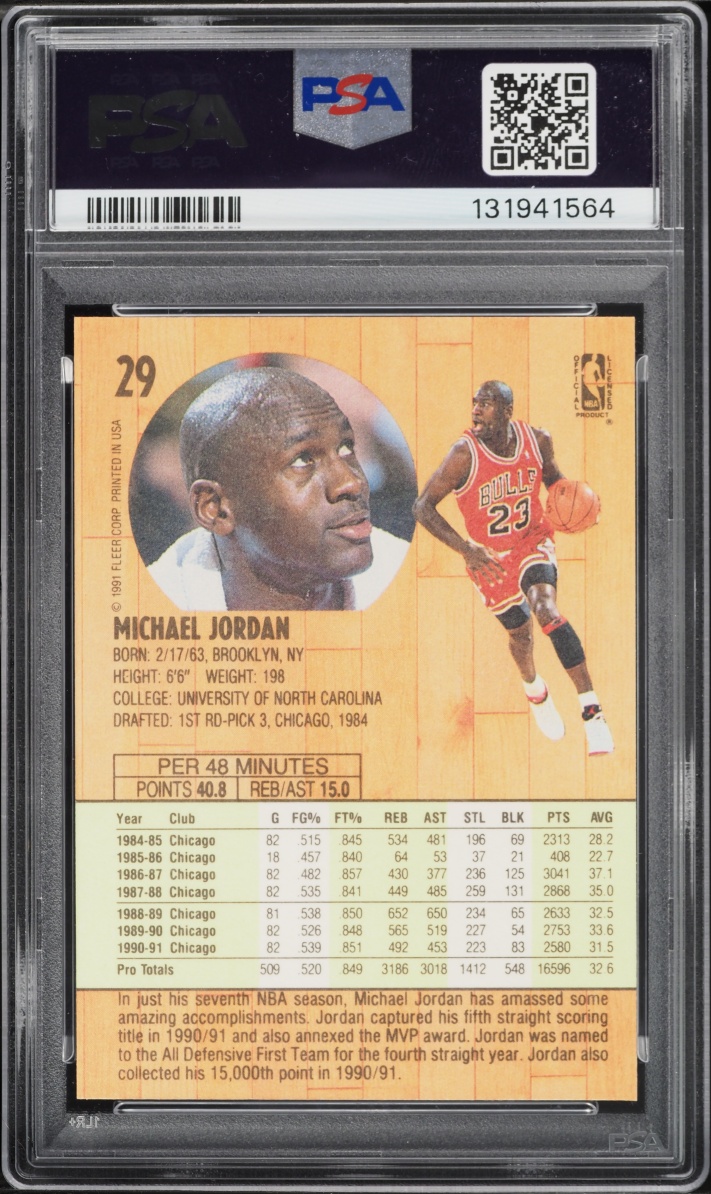 1991 Fleer Basketball Michael Jordan #29 PSA 10 GEM MINT