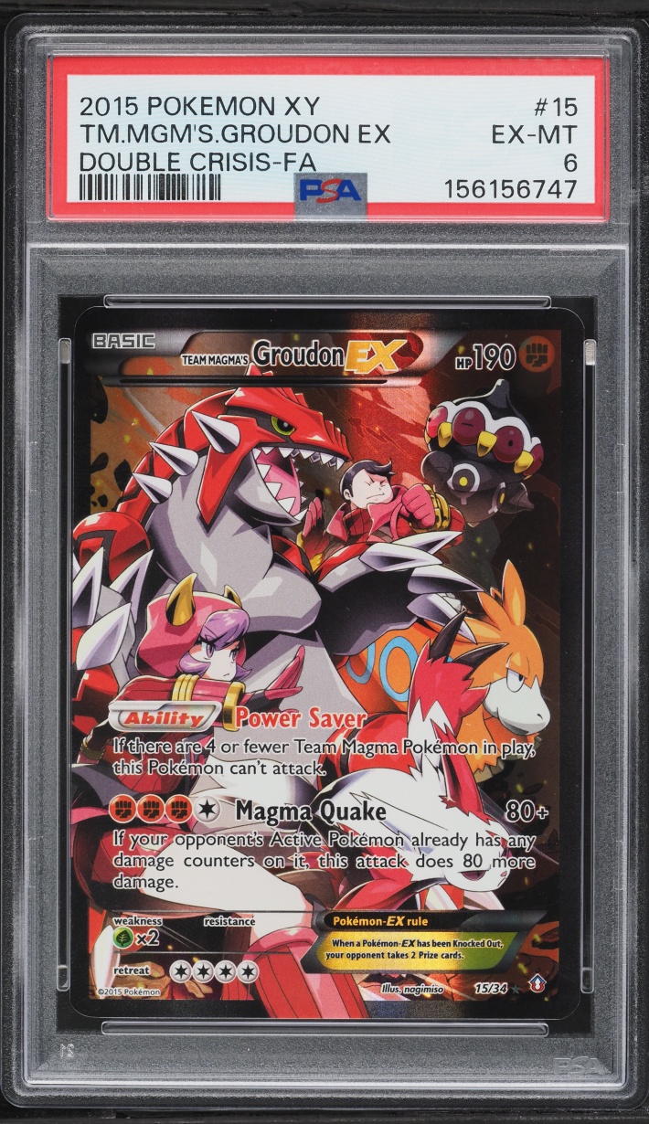 2015 Pokemon XY Double Crisis Full Art Team Magma's Groudon EX #15 PSA 6 EXMT
