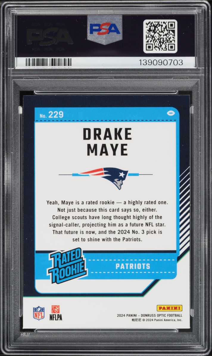 2024 Donruss Optic Drake Maye ROOKIE #229 PSA 10 GEM MINT