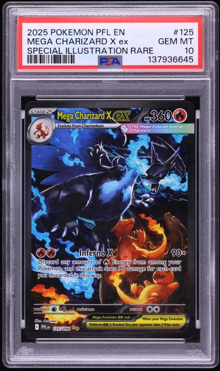 2025 Pokemon Mega Evolution Phantasmal Flames SIR Mega Charizard X ex #125 PSA 10 GEM MINT