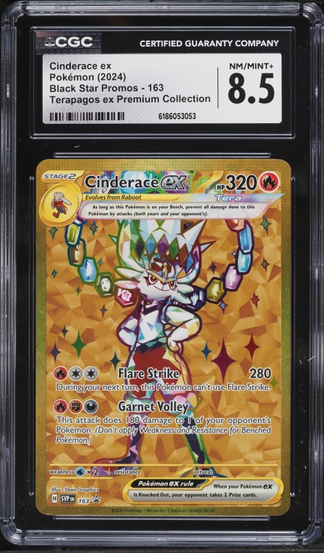 2024 Pokemon SV Promo Terapagos Ex Premium Collection Gold Rare Cinderace EX #163 CGC 8.5